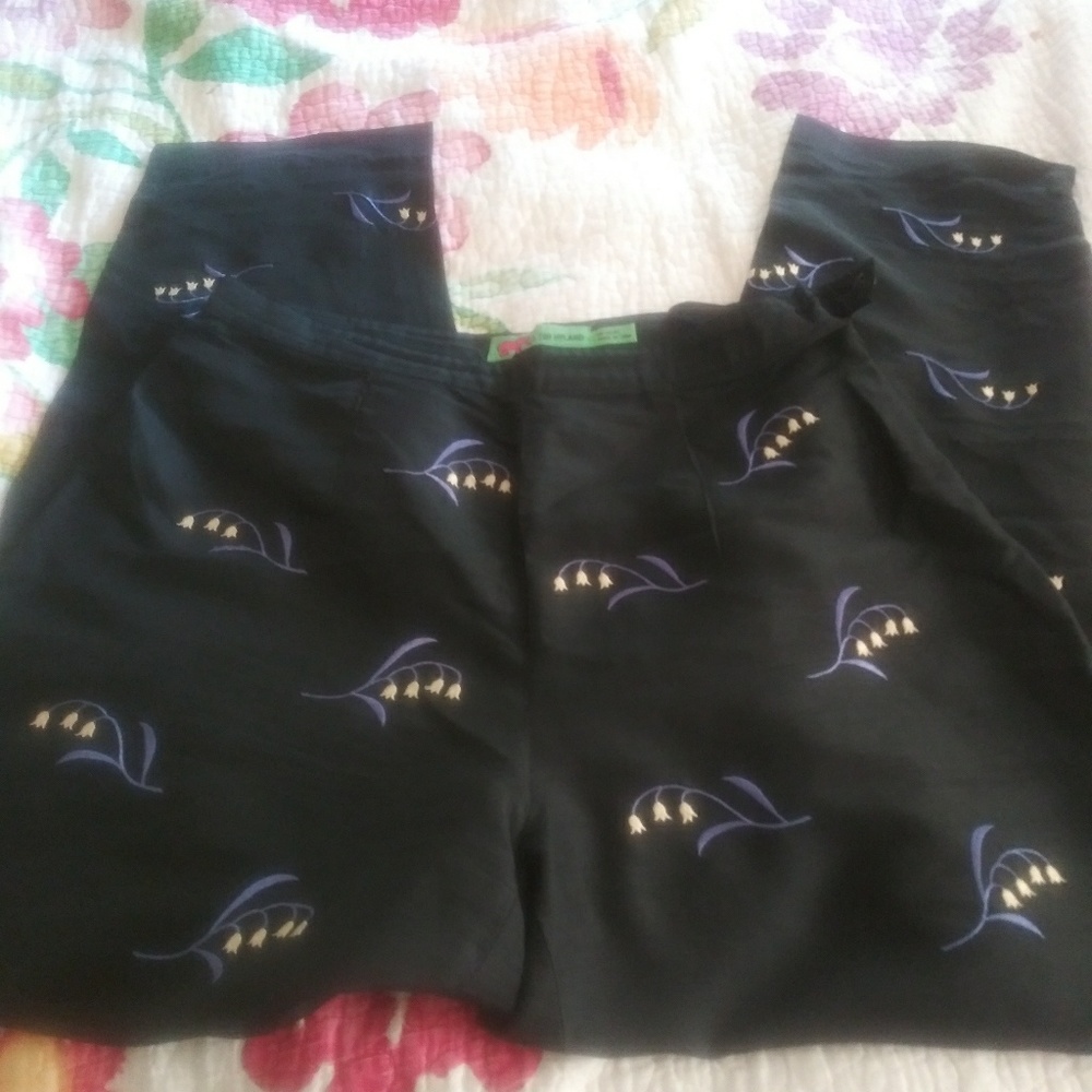 Tibi Hyland 100% Silk Floral Pants Size Medium/Lar